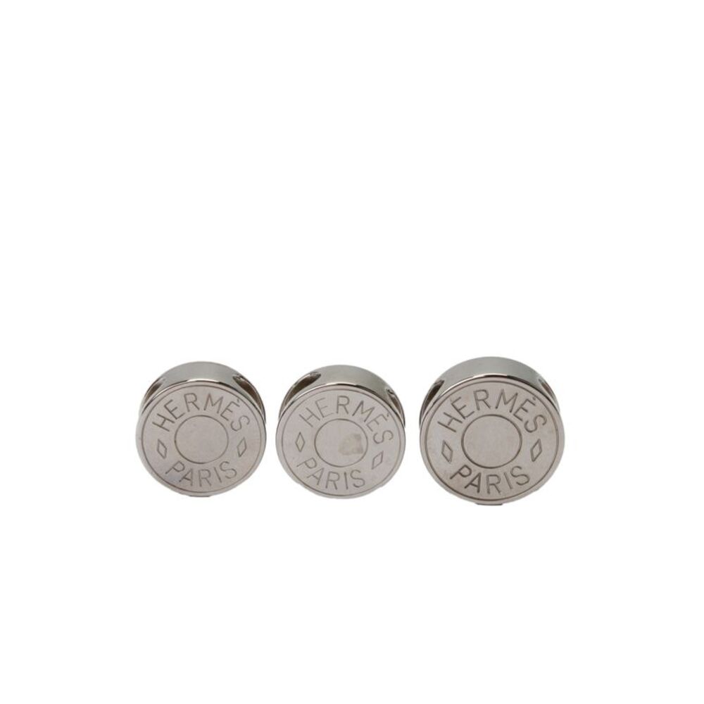 Hermes Womens Silver Tone Clou de Selle Scarf Rings Set of 3